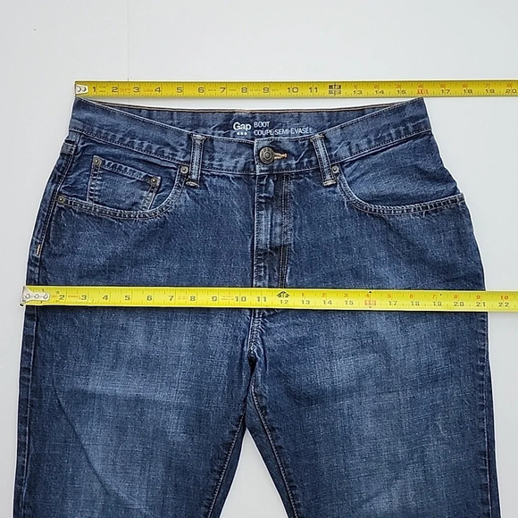 Gap 1969 Boot Cut Dark Wash Denim Blue Jeans Fade 100% Cotton Size 33/32 - Picture 13 of 15